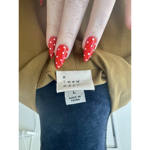 A New Day Olive Green Wrap Tie Front Long Sleeve Top Size Large - Picture 4 of 6